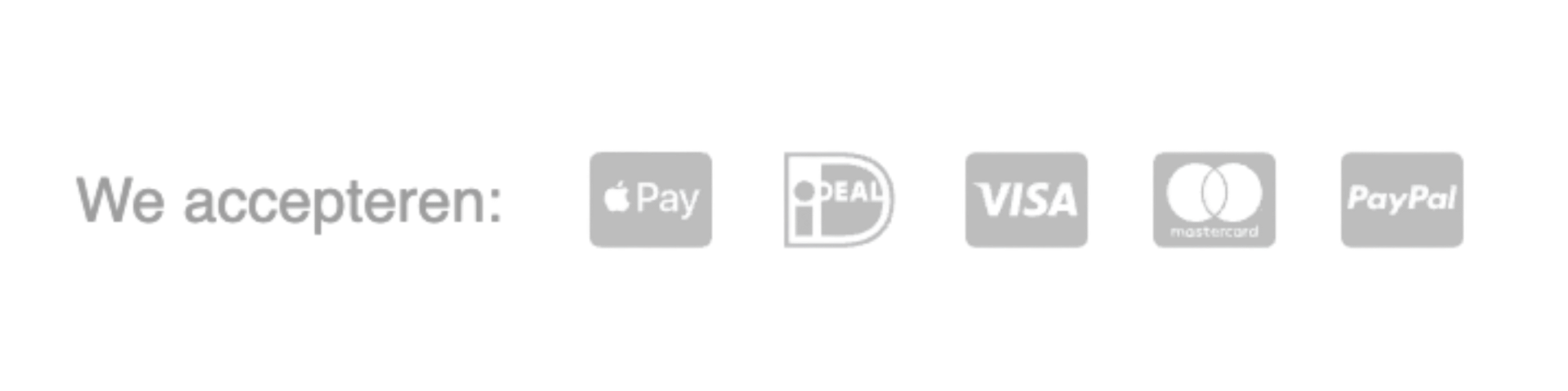 We accepteren: Apple Pay, iDEAL, Visa, Mastercard, PayPal