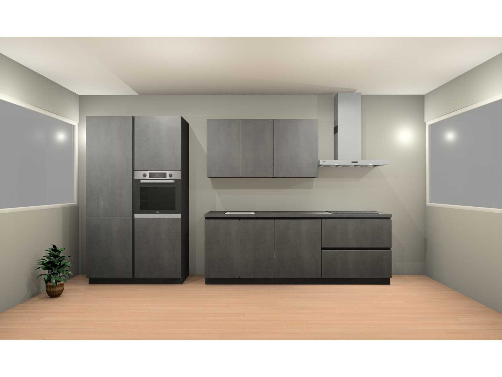 Häcker Concept 130 Comet geplamuurde beton grafiet rechte keuken - Häcker Concept 130 Keukens keukens | afbeelding 2 van 17