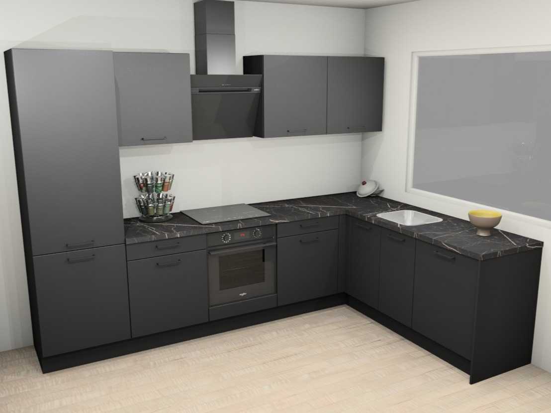 Häcker Concept Topsoft Zwart mat Hoek - Häcker Concept Keukens keukens uit voorraad leverbaar