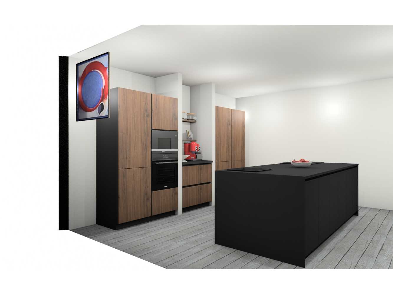 Häcker Concept130  Bali Notenhout  Topsoft mat lak zwart eiland keuken - Häcker Concept130 Keukens keukens | afbeelding 5 van 40