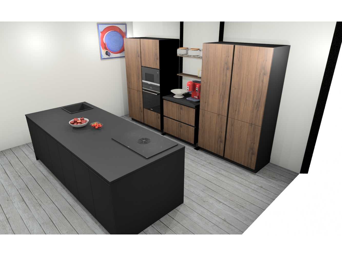 Häcker Concept130  Bali Notenhout  Topsoft mat lak zwart eiland keuken - Häcker Concept130 Keukens keukens | afbeelding 7 van 40