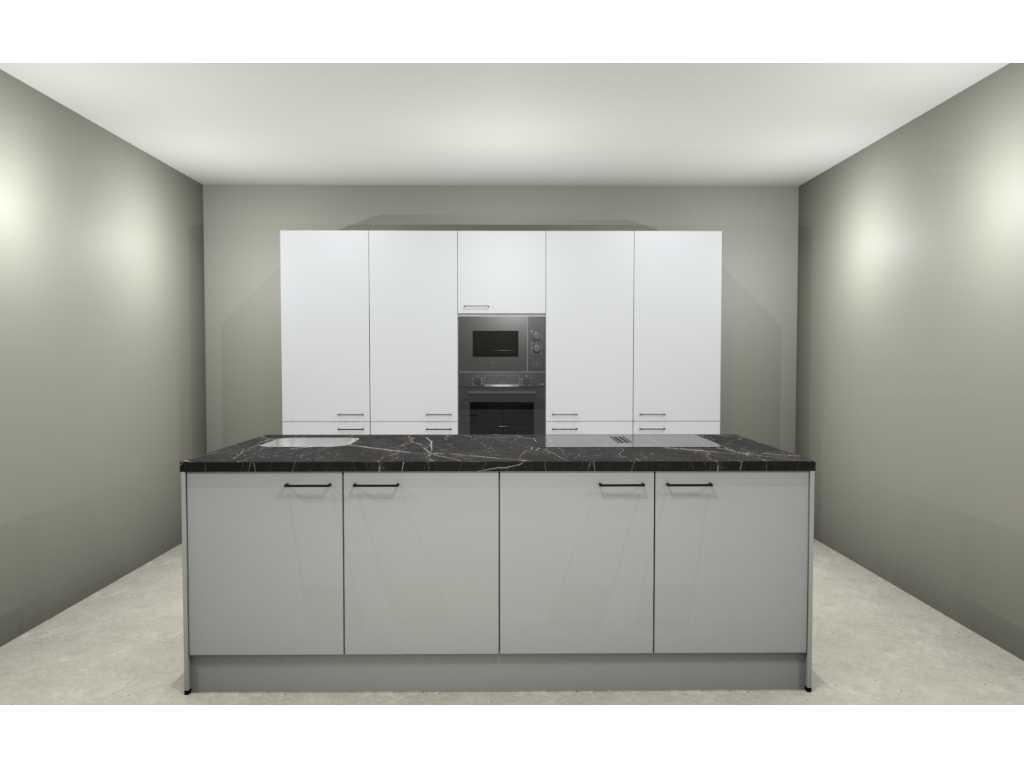 Häcker Concept130 Topsoft kristalwit mat  Eiland Keuken opstelling - Häcker Keukens keukens uit voorraad leverbaar
