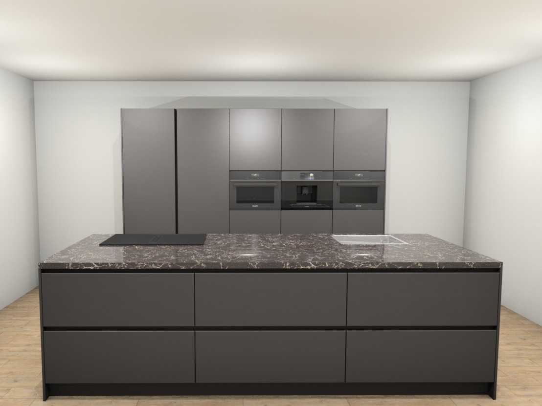 Häcker Concept130 Topsoft mat lak grafiet Eiland keuken - Häcker Keukens keukens uit voorraad leverbaar