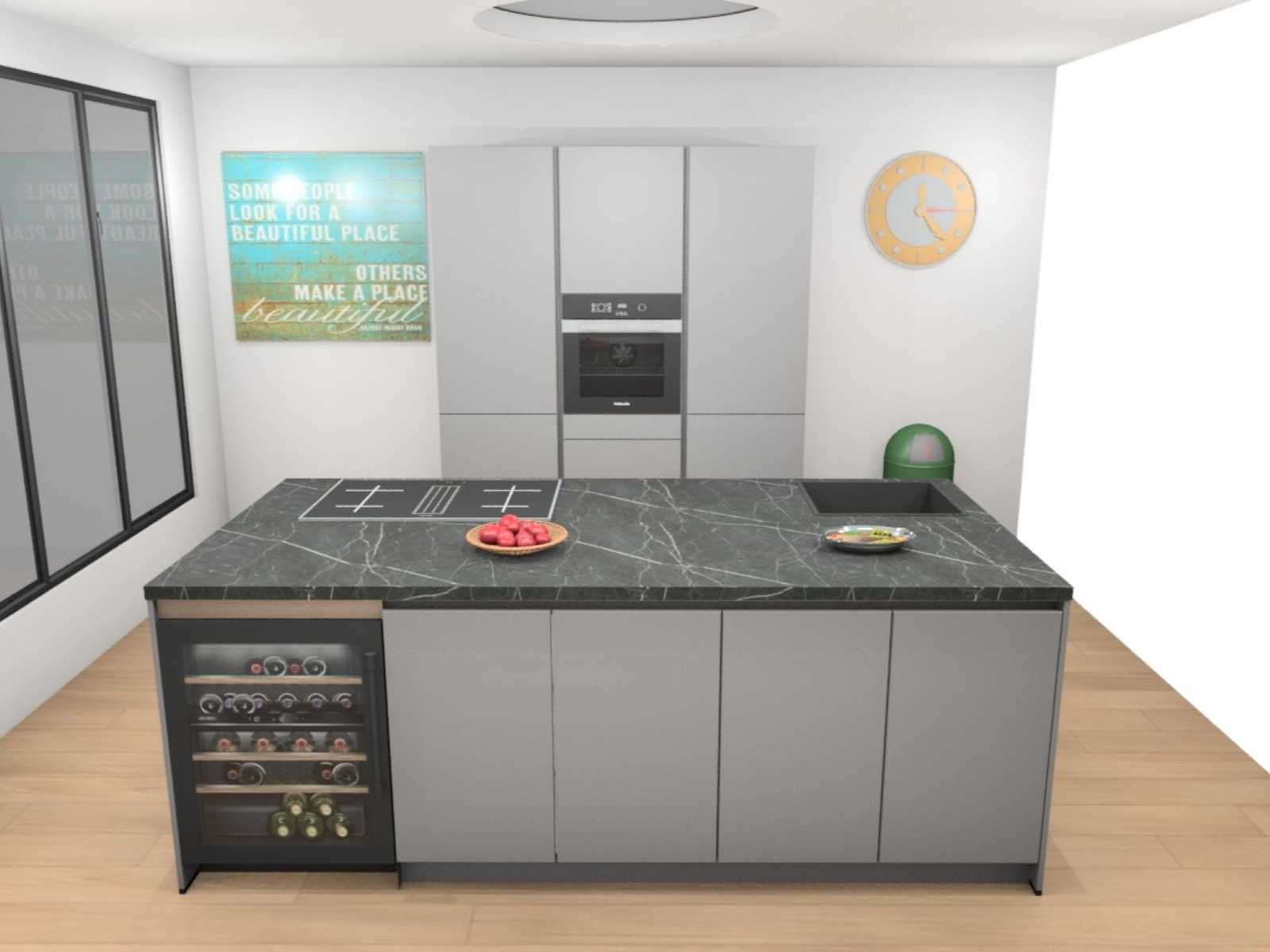 Häcker Concept130 Topsoft mat parelgrijs lak eiland keuken - Häcker Keukens keukens uit voorraad leverbaar