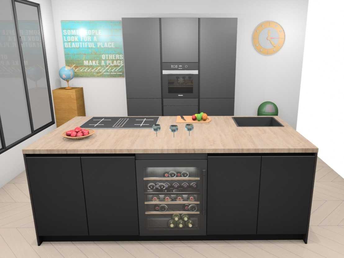 Häcker Concept130 Topsoft mat zwart lak Eiland - Häcker Concept130 Keukens keukens uit voorraad leverbaar