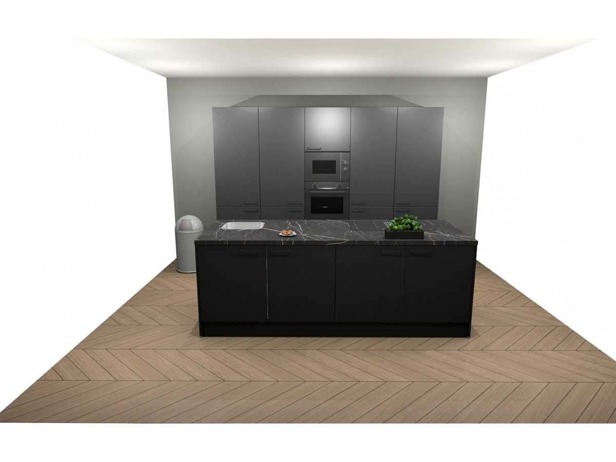 Häcker Concept130  Topsoft zwart mat  eiland - Häcker Concept130 Keukens keukens uit voorraad leverbaar