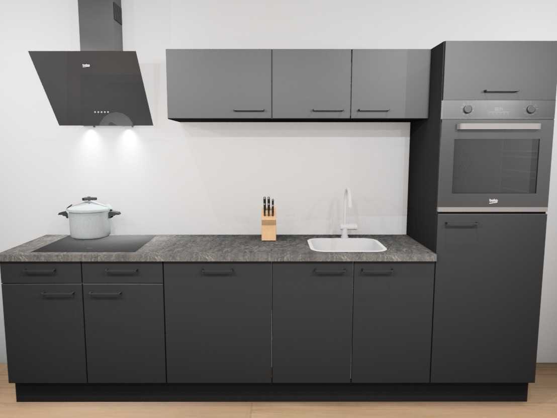 Häcker Concept130 UNO Zwart mat recht keuken - Häcker Keukens keukens uit voorraad leverbaar