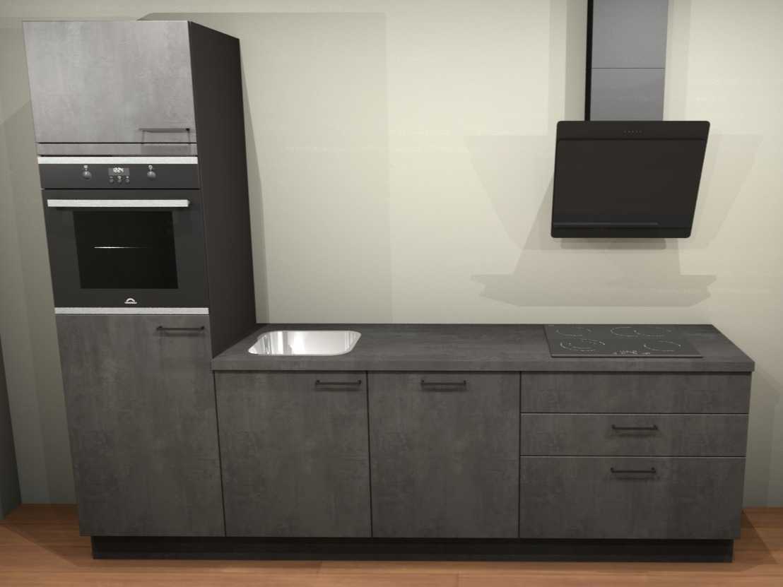 Nobilia Laser Decor zwart beton  recht keuken - Nobilia Keukens keukens uit voorraad leverbaar