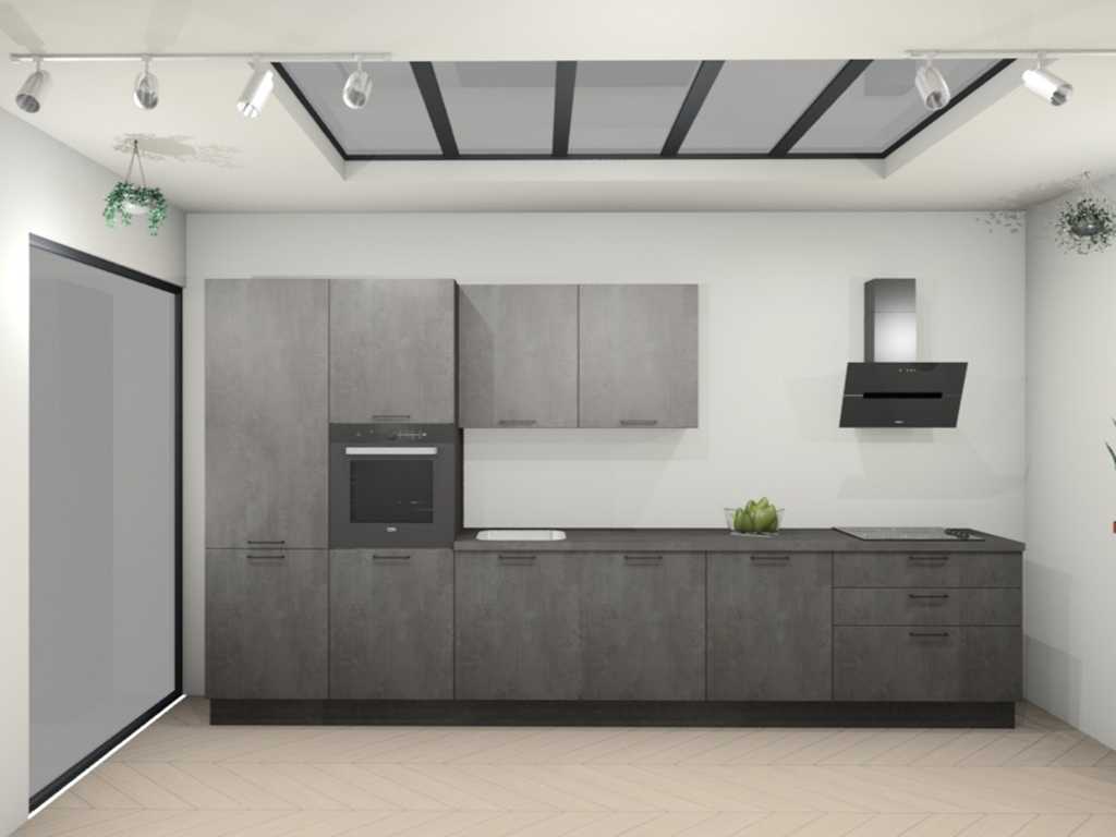 Nobilia Laser decor zwart beton rechte keuken - Nobilia Keukens keukens uit voorraad leverbaar
