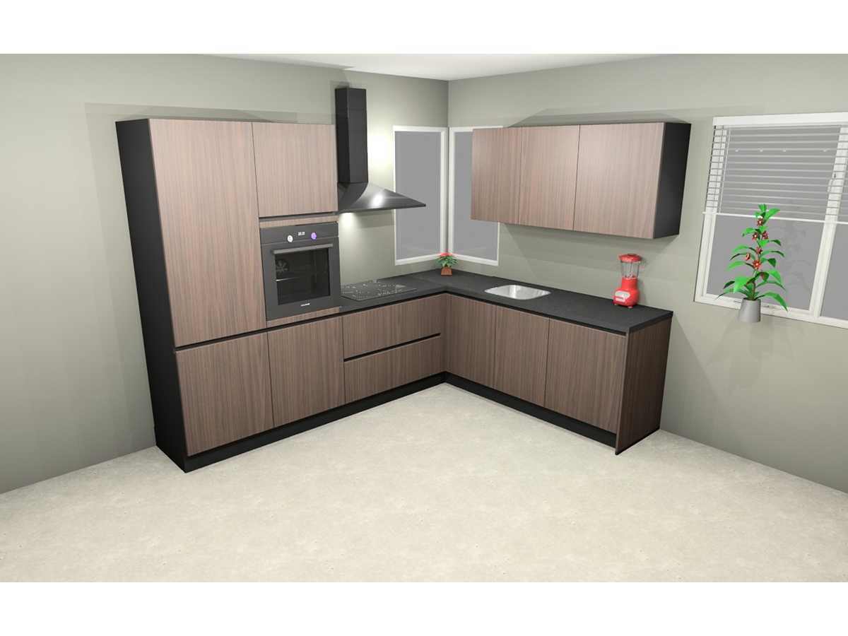 Nobilia Structura Decor noten Milano hoek keuken - Nobilia Keukens keukens | afbeelding 3 van 22