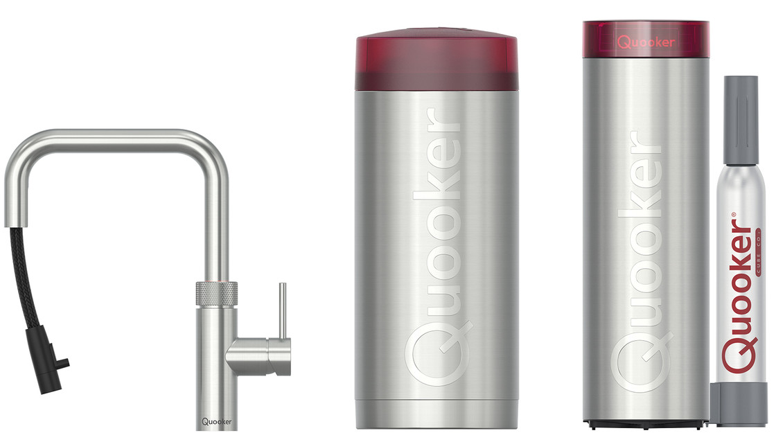 Quooker COMBI + Flex Square RVS + CUBE Kokendwaterkraan — Quooker uit voorraad